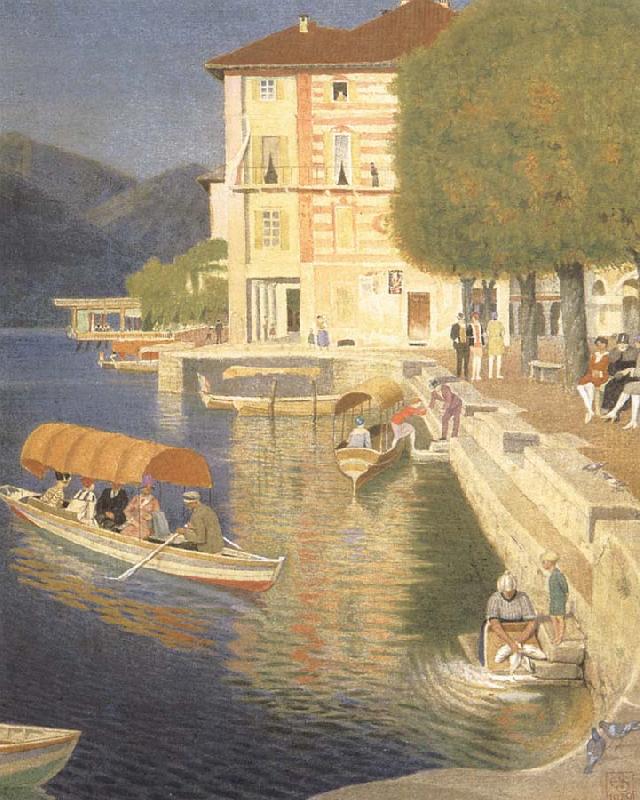 Joseph E.Southall The Quay,Orta China oil painting art